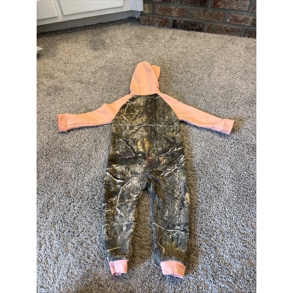 Carhartt Infant Toddler 18M Camo Pink One Piece Suit Overall Hood Bottomland